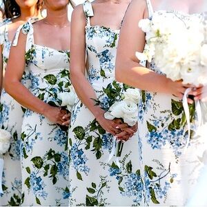 Reformation Jasen Dress - White and Green Floral Sleeveless Maxi Sundress